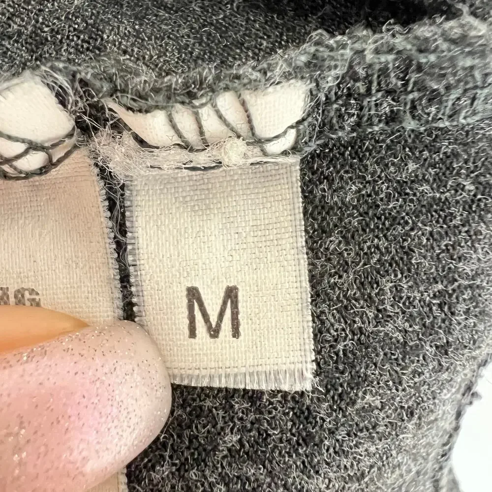T Alexander Wang Gray Long Sleeve Round Neck Women's Top Size M Medium